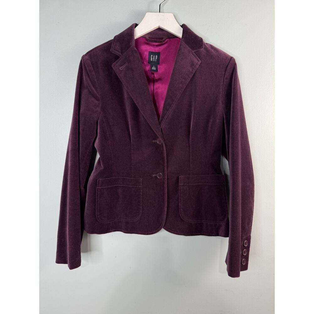 Gap Womens Sz 6‎ Small Purple Velvet Blazer Y2K Steampunk Glam Whimsigoth Artsy
